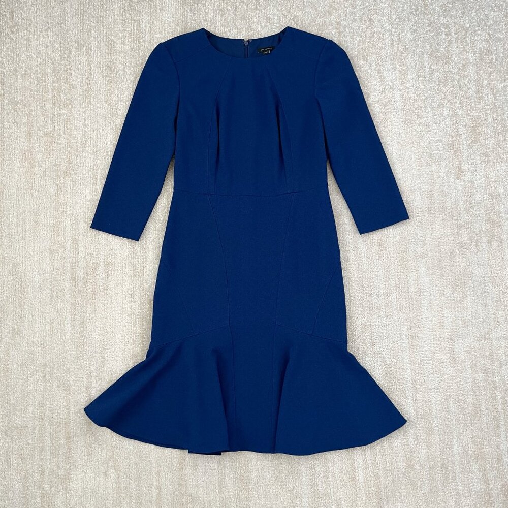 Ann Taylor Blue Sheath Mermaid Midi Dress 0 Work Career Office Summer